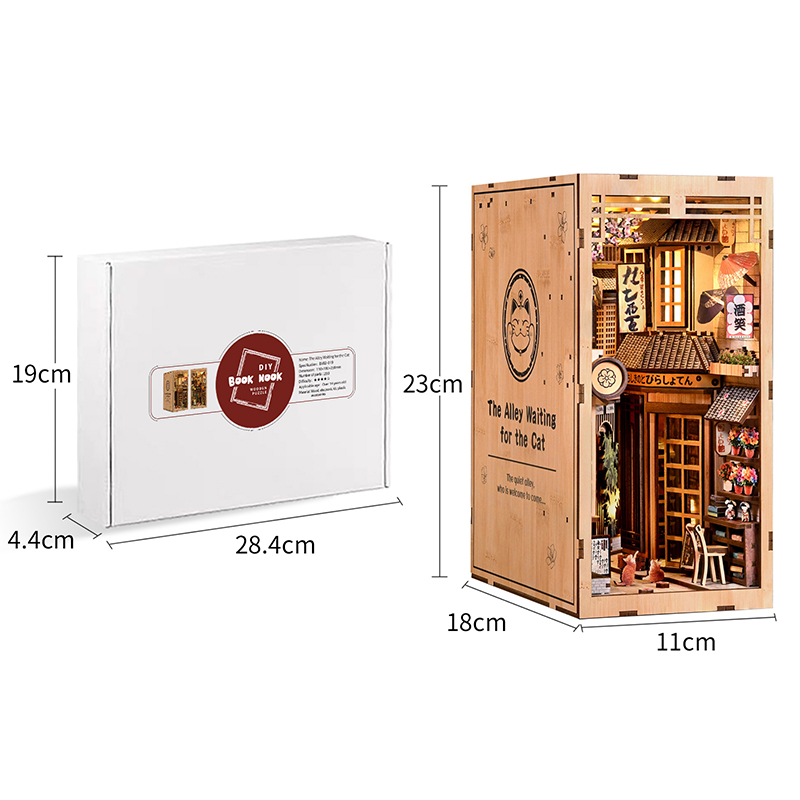 LED Wooden Book Nook Kit DIY 3 - Model Kit Instructions review and price